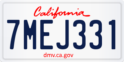 CA license plate 7MEJ331