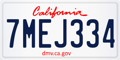 CA license plate 7MEJ334
