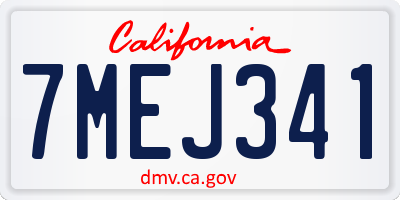 CA license plate 7MEJ341