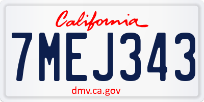 CA license plate 7MEJ343