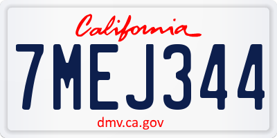CA license plate 7MEJ344