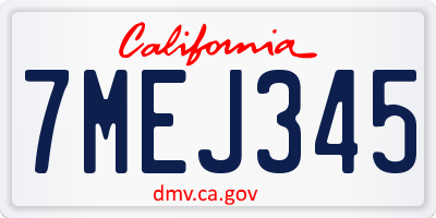 CA license plate 7MEJ345