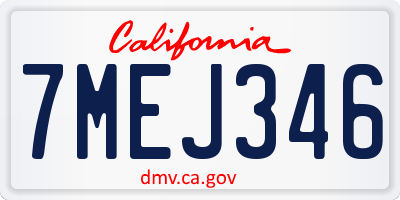 CA license plate 7MEJ346