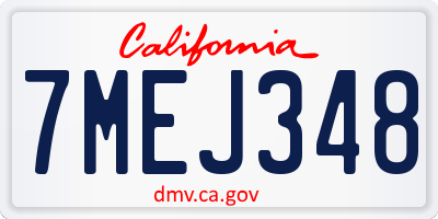 CA license plate 7MEJ348