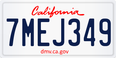 CA license plate 7MEJ349