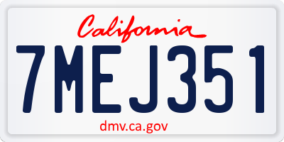 CA license plate 7MEJ351