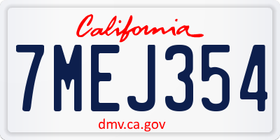 CA license plate 7MEJ354