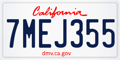 CA license plate 7MEJ355