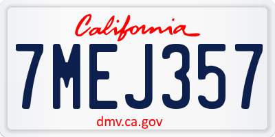 CA license plate 7MEJ357