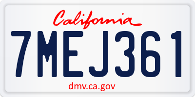 CA license plate 7MEJ361