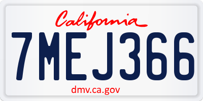 CA license plate 7MEJ366