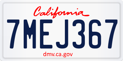 CA license plate 7MEJ367