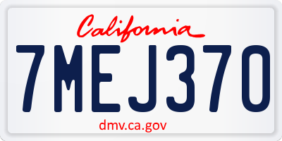 CA license plate 7MEJ370