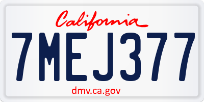 CA license plate 7MEJ377
