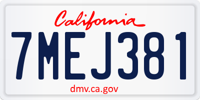 CA license plate 7MEJ381