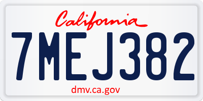 CA license plate 7MEJ382