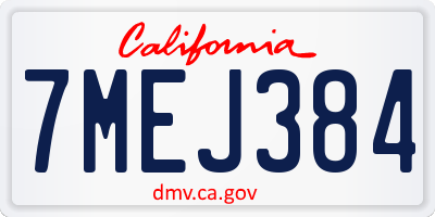 CA license plate 7MEJ384