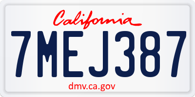 CA license plate 7MEJ387