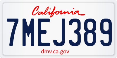 CA license plate 7MEJ389