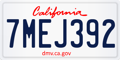 CA license plate 7MEJ392