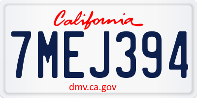 CA license plate 7MEJ394