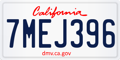 CA license plate 7MEJ396