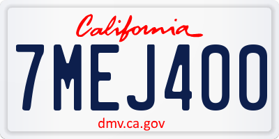 CA license plate 7MEJ400