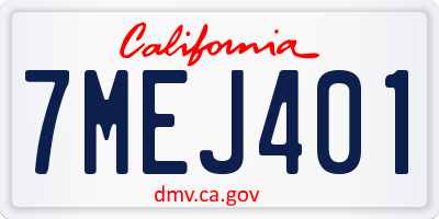 CA license plate 7MEJ401