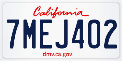 CA license plate 7MEJ402