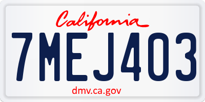 CA license plate 7MEJ403