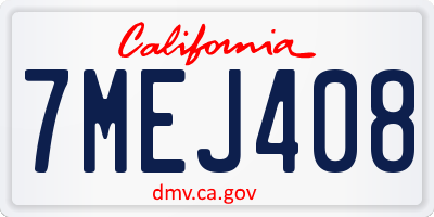 CA license plate 7MEJ408