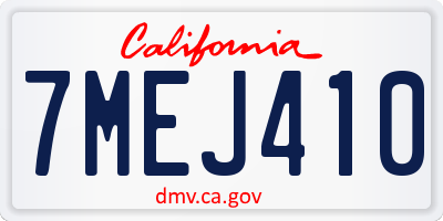 CA license plate 7MEJ410