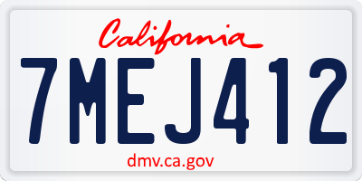 CA license plate 7MEJ412