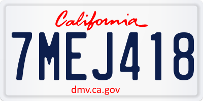 CA license plate 7MEJ418