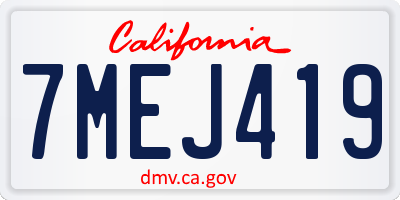 CA license plate 7MEJ419