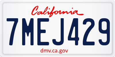 CA license plate 7MEJ429