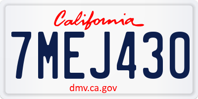 CA license plate 7MEJ430
