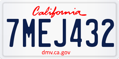 CA license plate 7MEJ432
