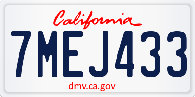 CA license plate 7MEJ433