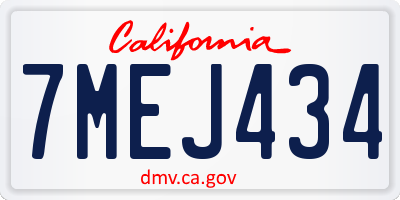 CA license plate 7MEJ434