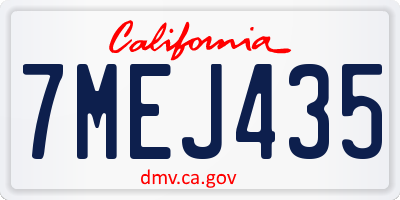 CA license plate 7MEJ435