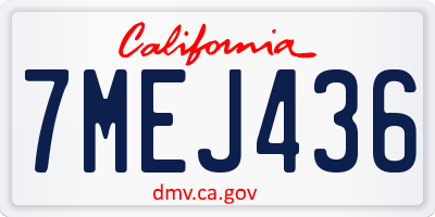 CA license plate 7MEJ436