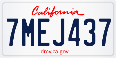 CA license plate 7MEJ437