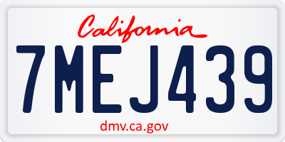 CA license plate 7MEJ439