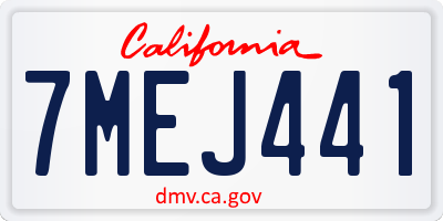 CA license plate 7MEJ441