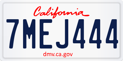 CA license plate 7MEJ444