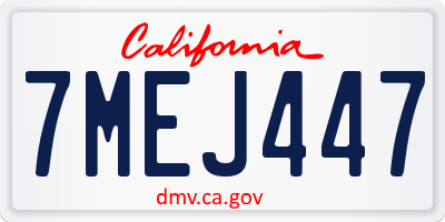 CA license plate 7MEJ447