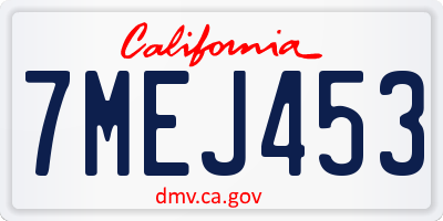CA license plate 7MEJ453