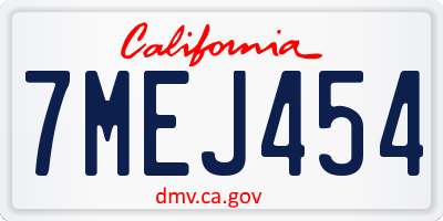 CA license plate 7MEJ454
