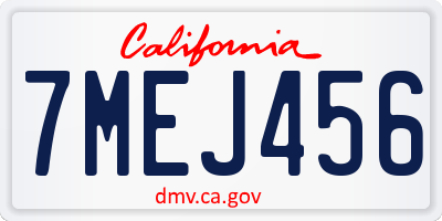 CA license plate 7MEJ456